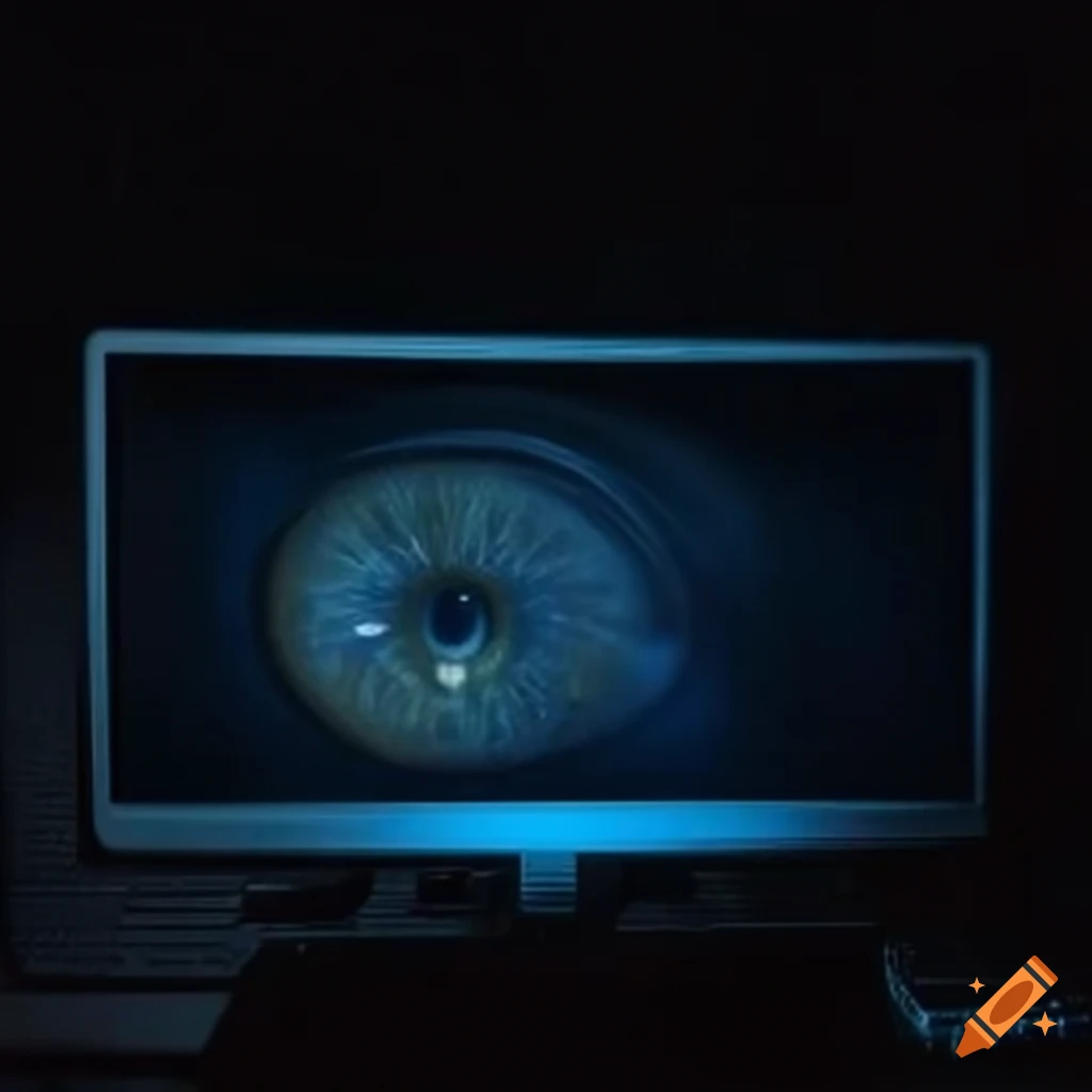 Closeup of a human eye on a computer screen