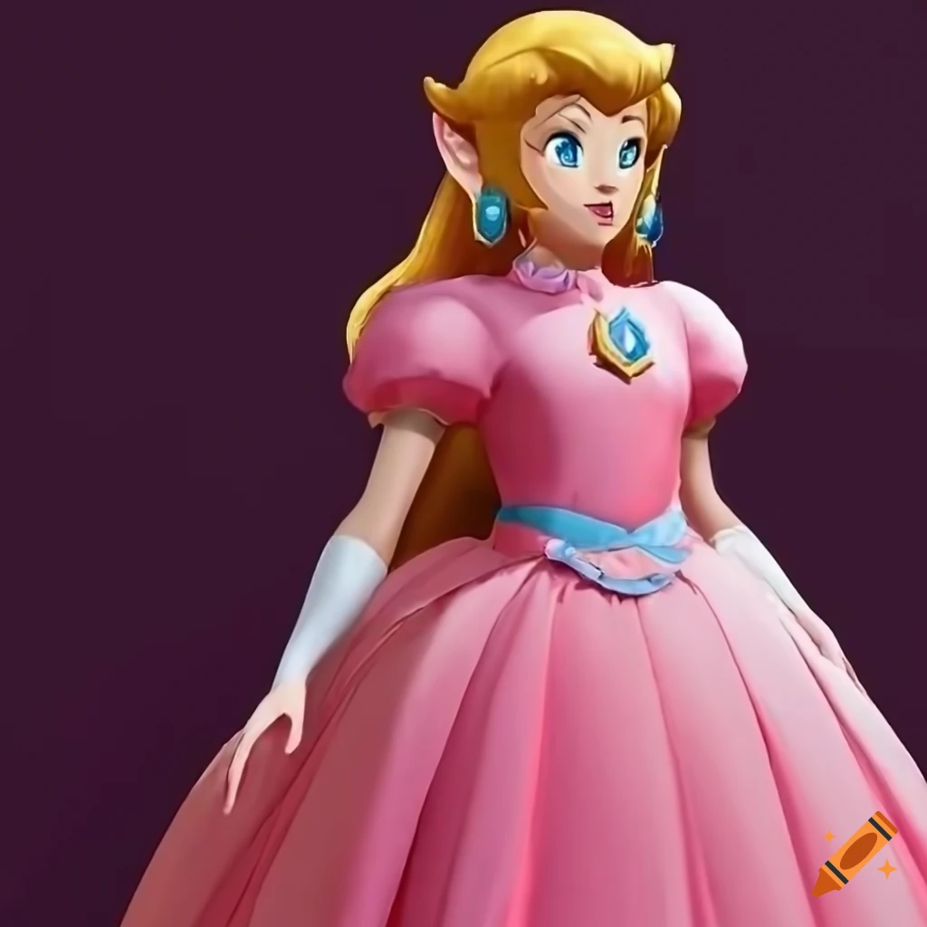 Link cosplaying as Princess Peach
