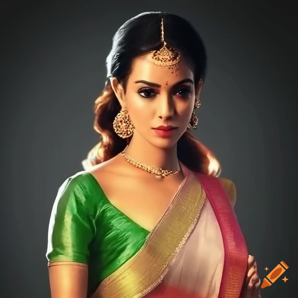 Portrait Of A South Indian Woman Wearing Jewelry And Sari Stock Photo,  Picture and Royalty Free Image. Image 122522793.