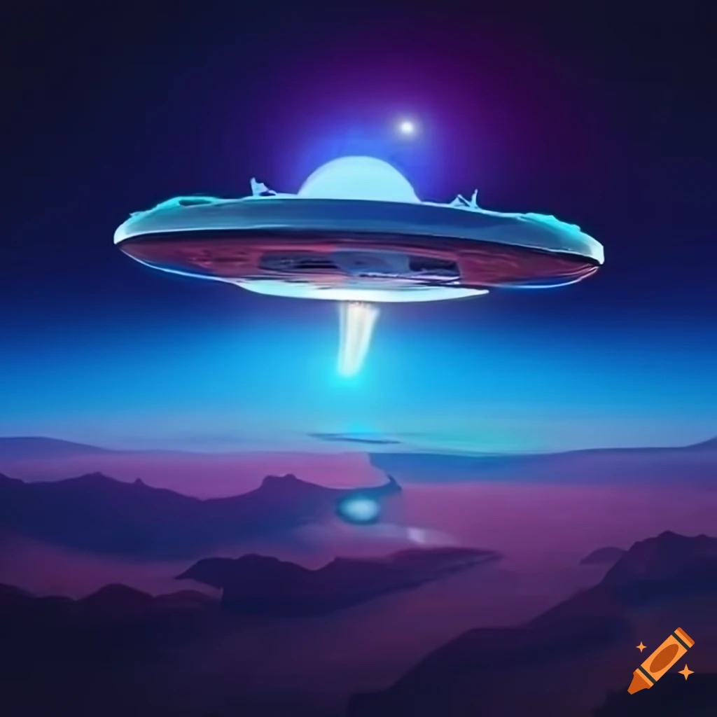 Ufo hovering in the night sky on Craiyon
