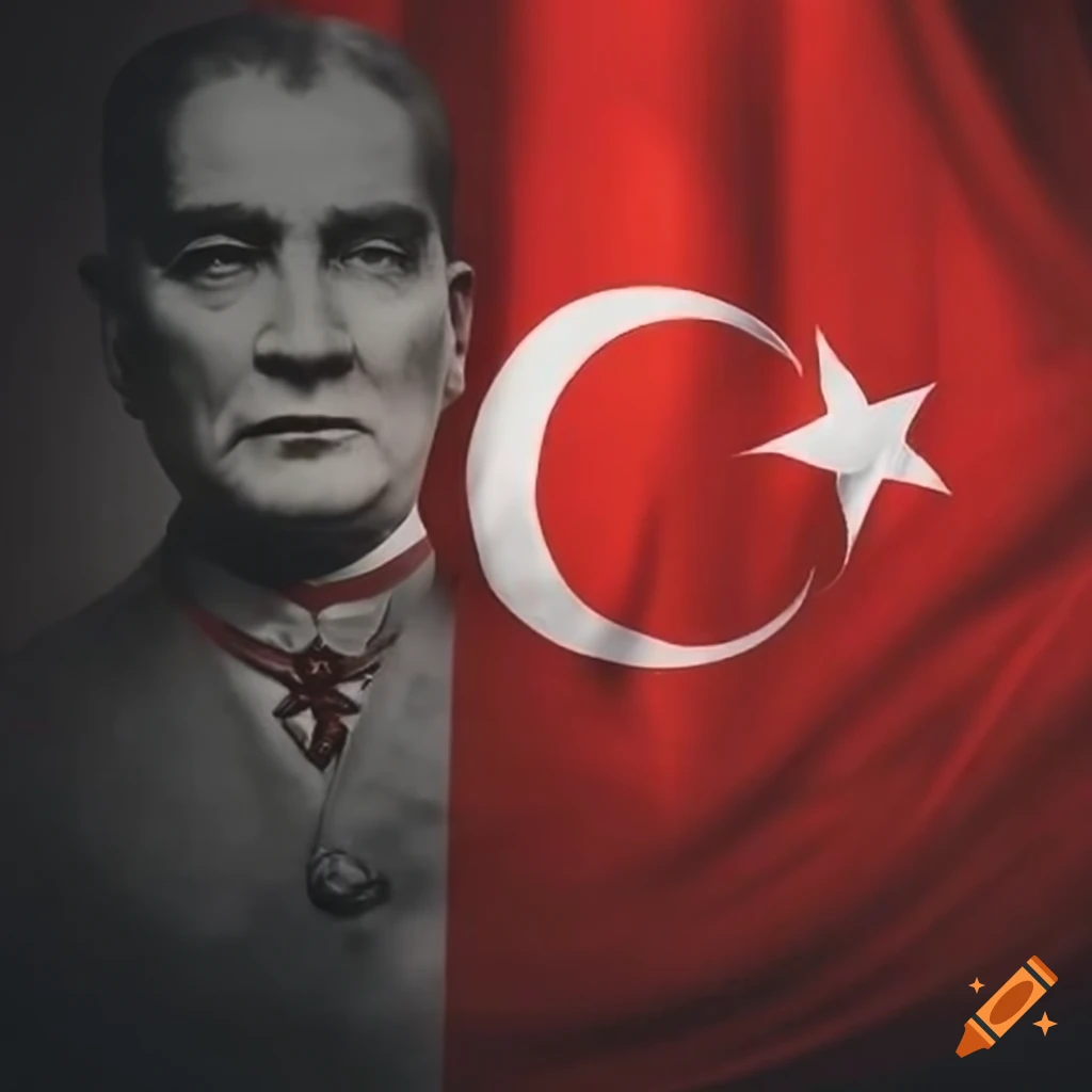 Atatürk and turkish flag on Craiyon