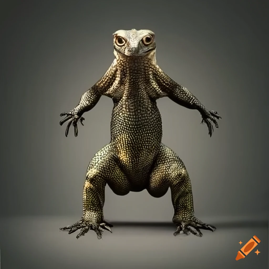 Monitor lizard standing upright on Craiyon