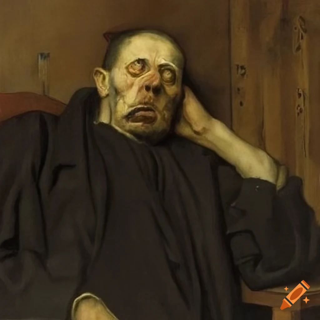 dark painting of a sick man by Frank Duveneck