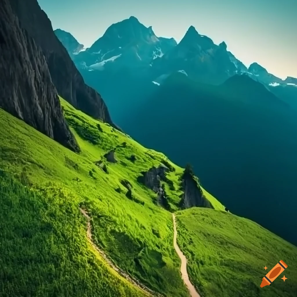 breathtaking view of the green Alps