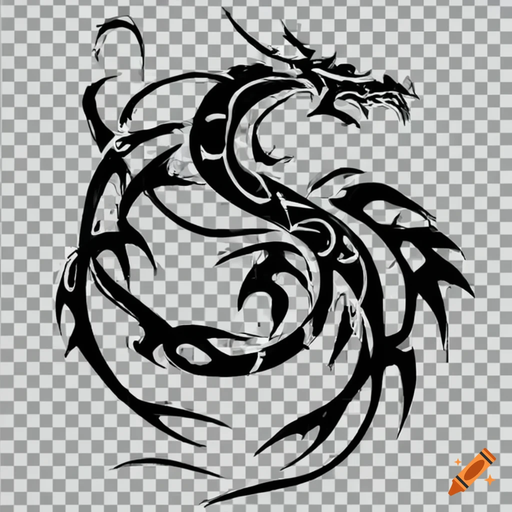 Black dragon tattoo design on white background Vector Image