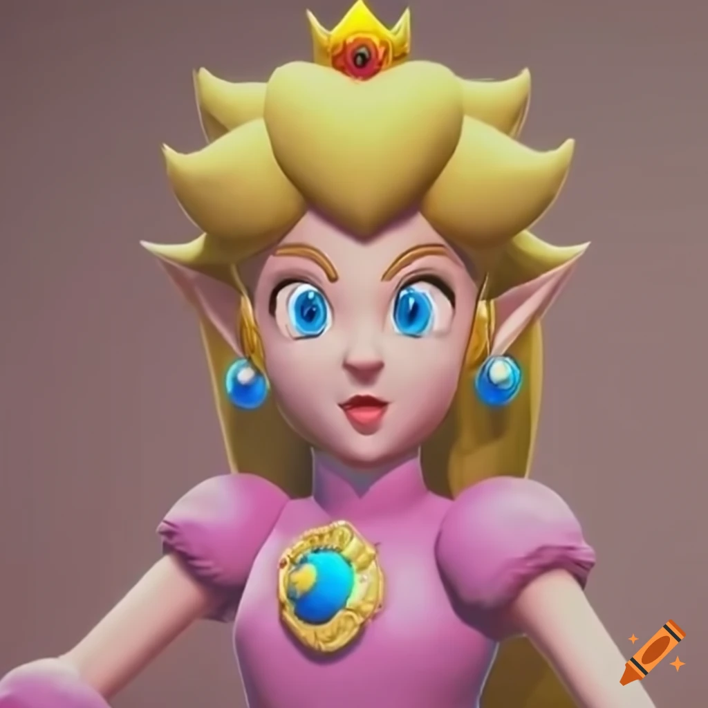 Close-up of link and princess peach in dressing room on Craiyon