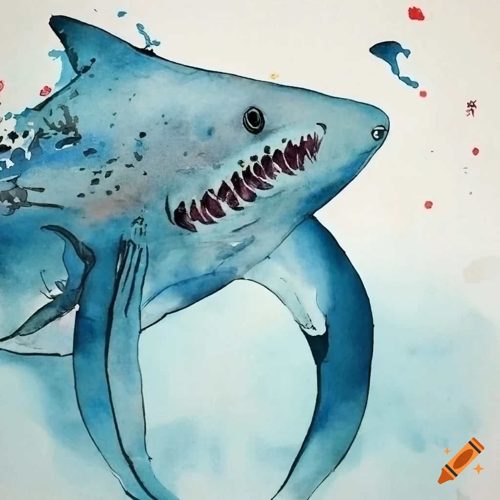 ukiyo-e style artwork of a shark