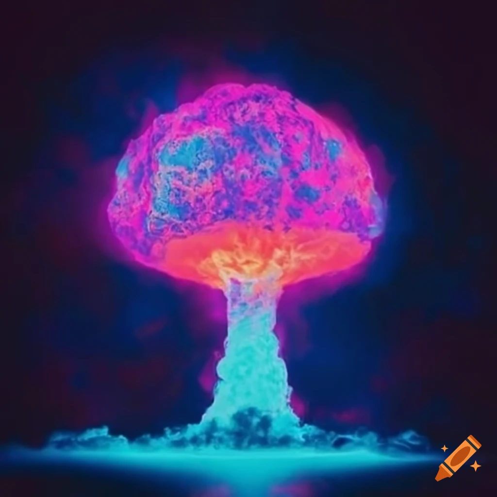 neon-colored nuclear explosion in space