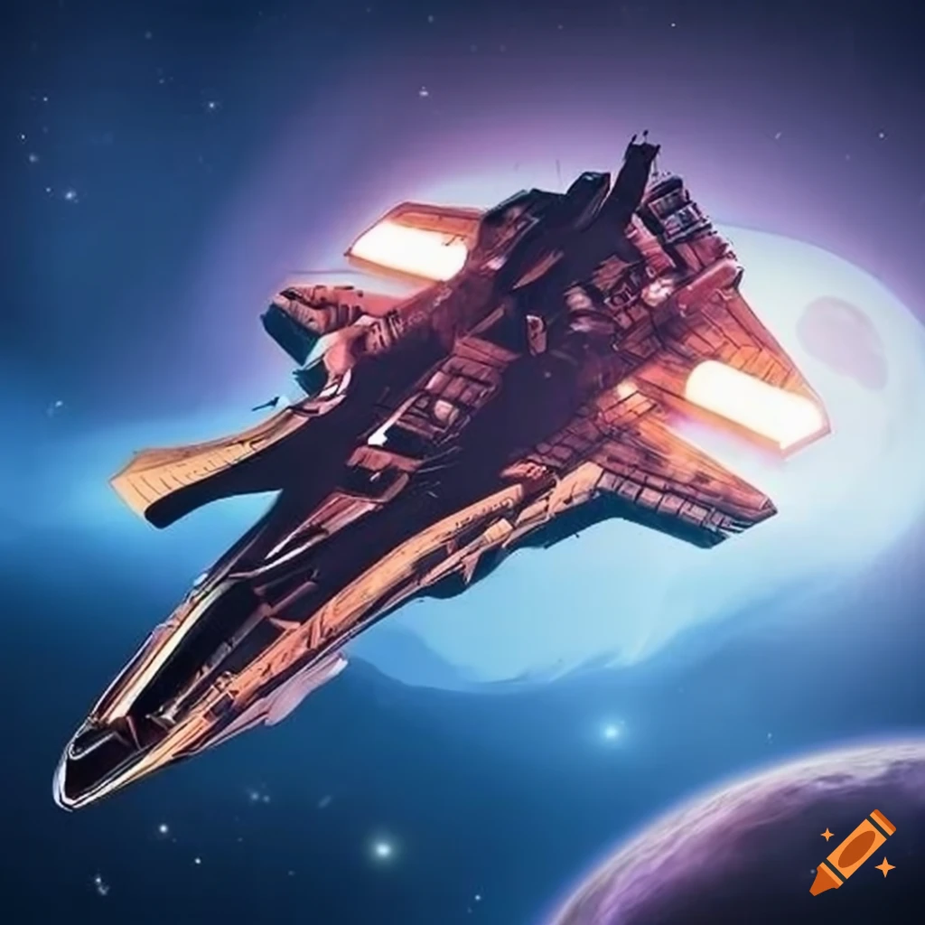 Illustration of a futuristic spaceship on Craiyon