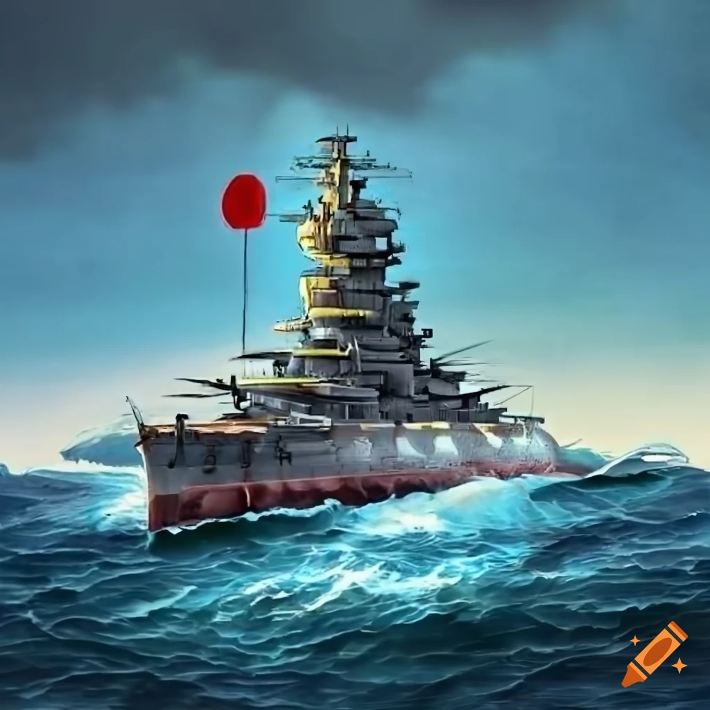 Image of a fictional battleship named 'ōyashima' on Craiyon