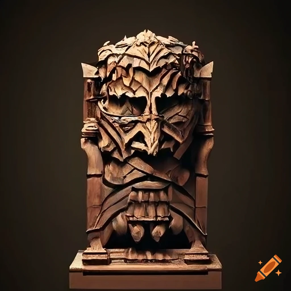 Highdefinition sculpture with architectural stave carving style on Craiyon