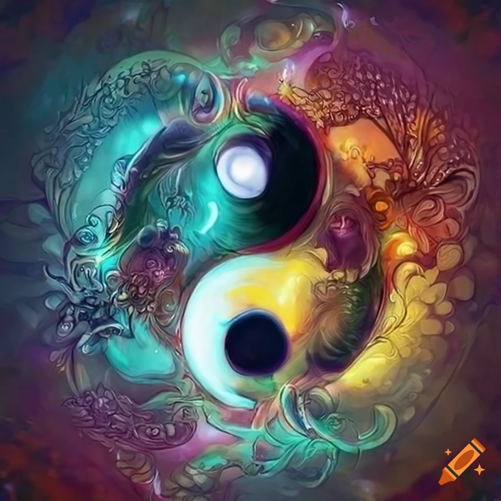 Yin yang symbol in a fantasy style on Craiyon
