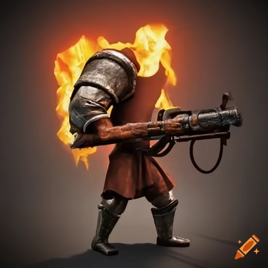 Image of a medieval flamethrower with gears