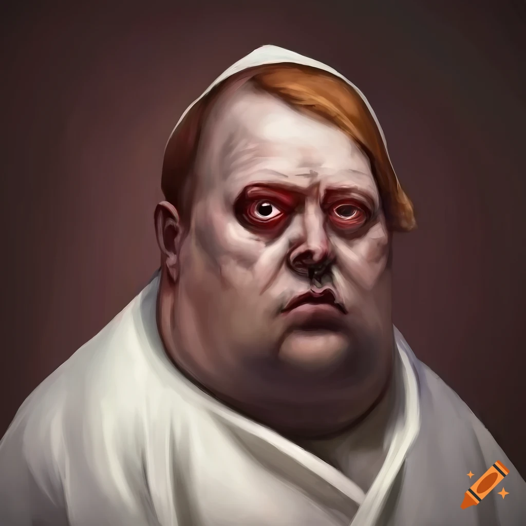Fantasy portrait of an evil man in cardinal robes