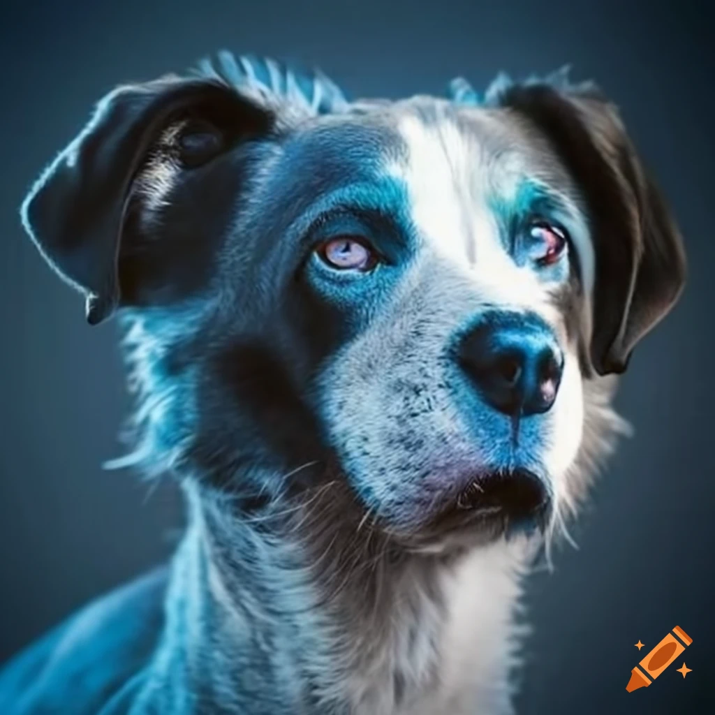Image of a blue colored dog on Craiyon