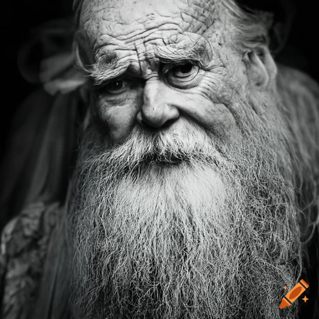 art of an old man with white beard and great wisdom