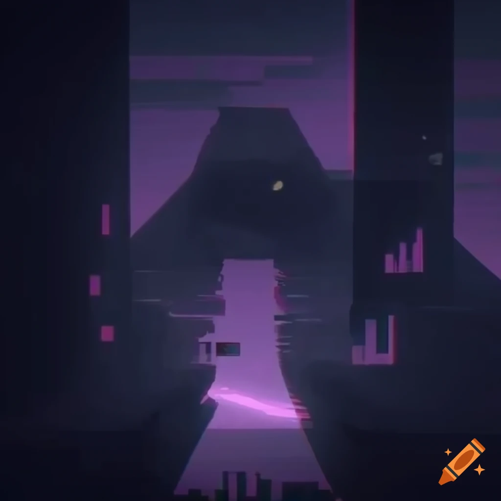 glitch art of a faceless character in a surreal landscape