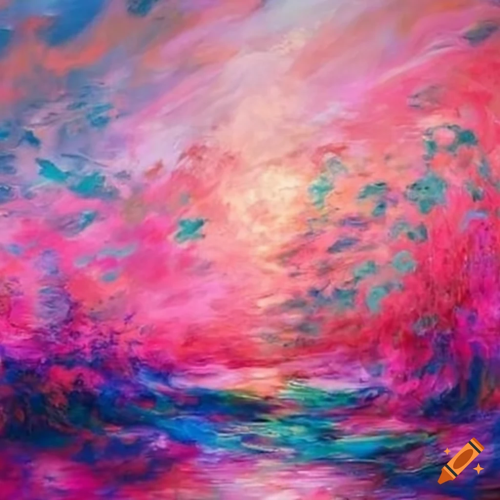 pink sunset sky painting