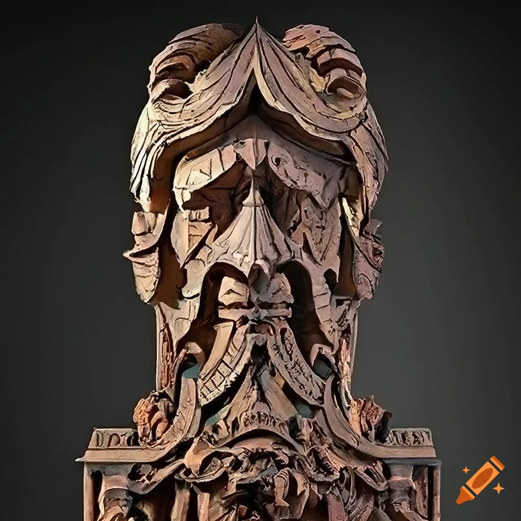 Detailed sculpture with architectural stave carving style