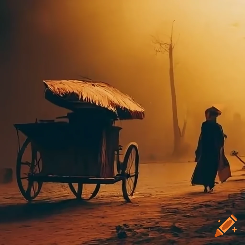 a cart being pushed in the Vietnamese countryside