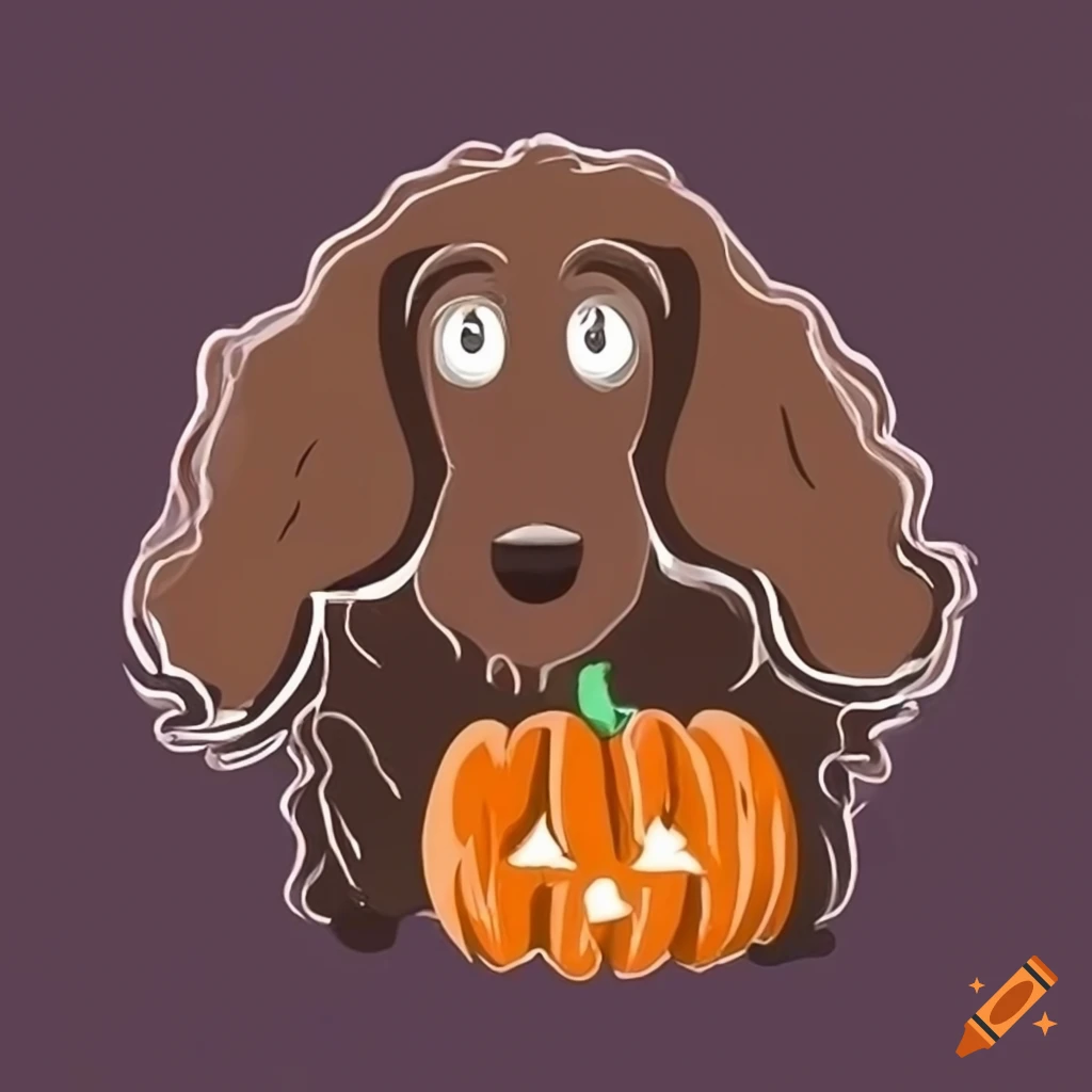 Dark Brown Spaniel With Pumpkin On Craiyon
