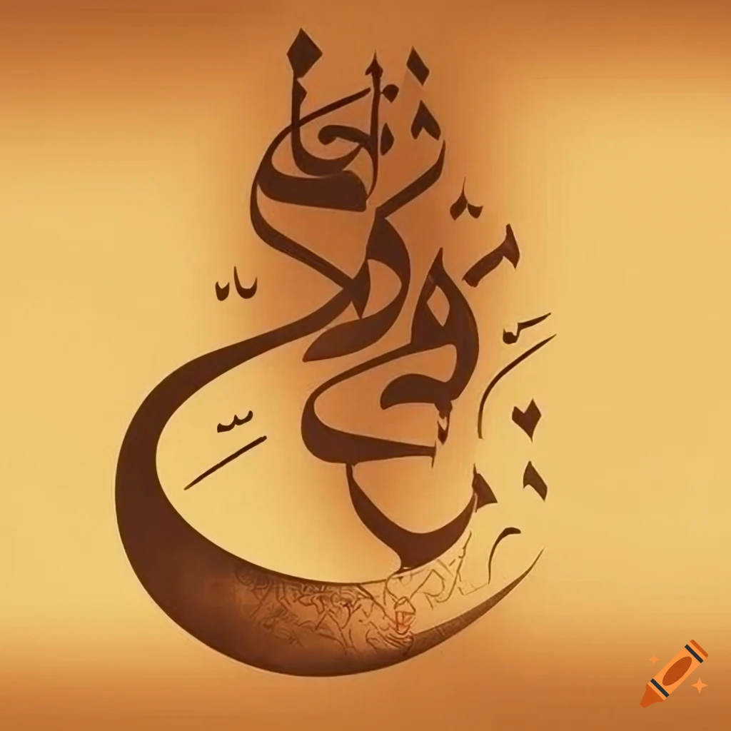 arabic serigraphy artwork in sepia tones
