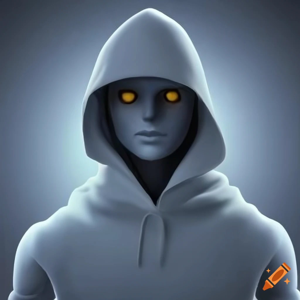 Art of a hooded figure with glowing eyes on Craiyon