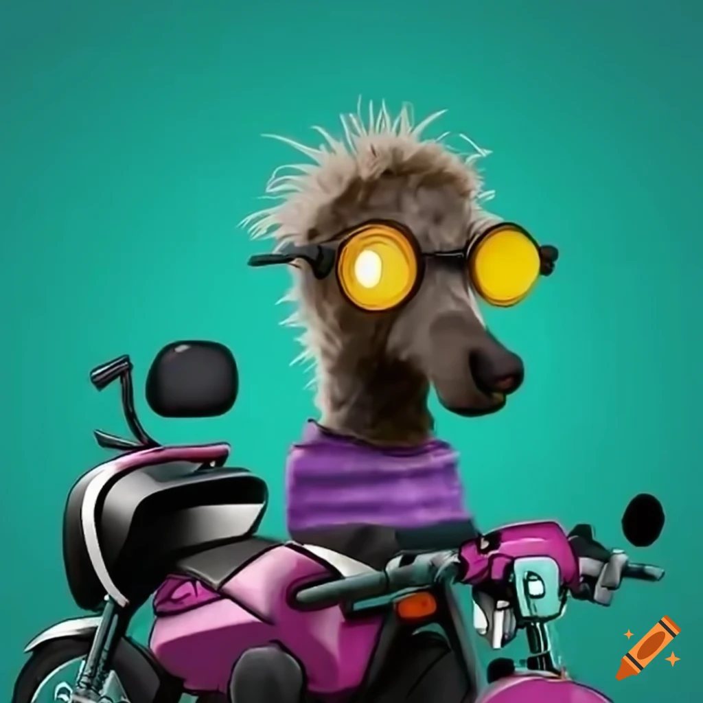 animals on motorbike with food