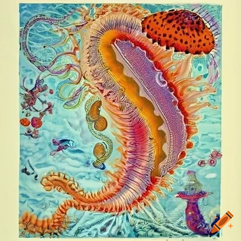Illustration Of A Siphonophore By Alan Aldridge On Craiyon