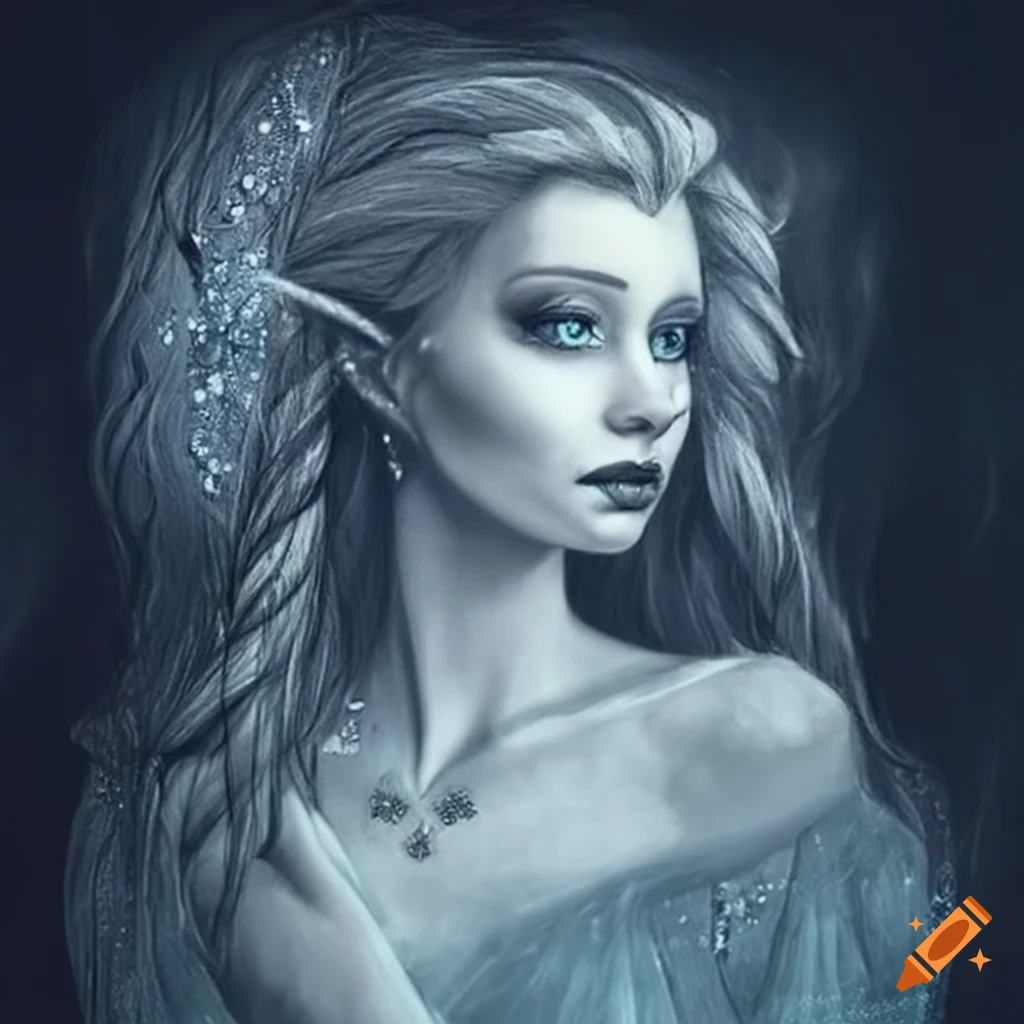 Frozen enchantress with a mystical aura