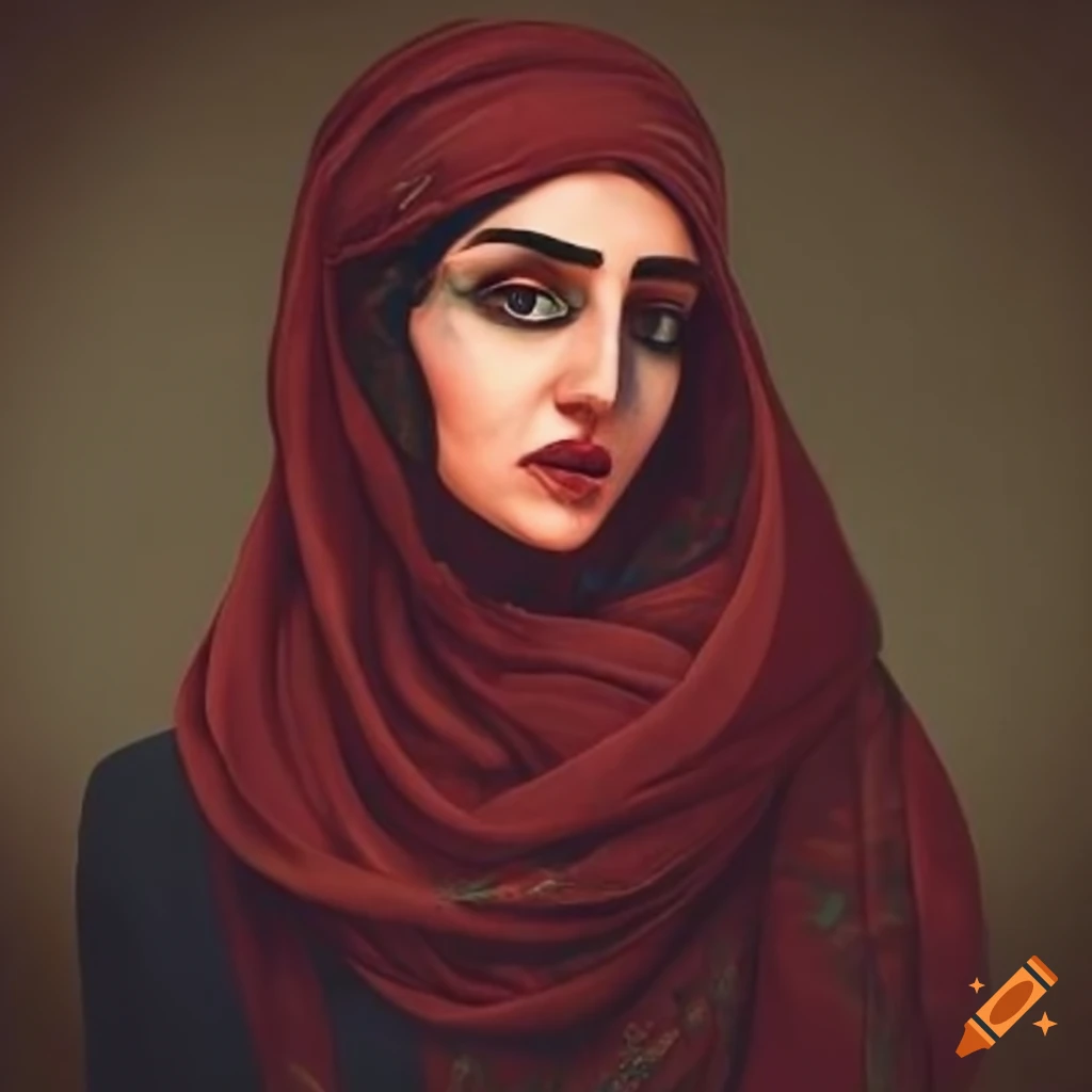 portrait of a modern Iranian woman with traditional elements