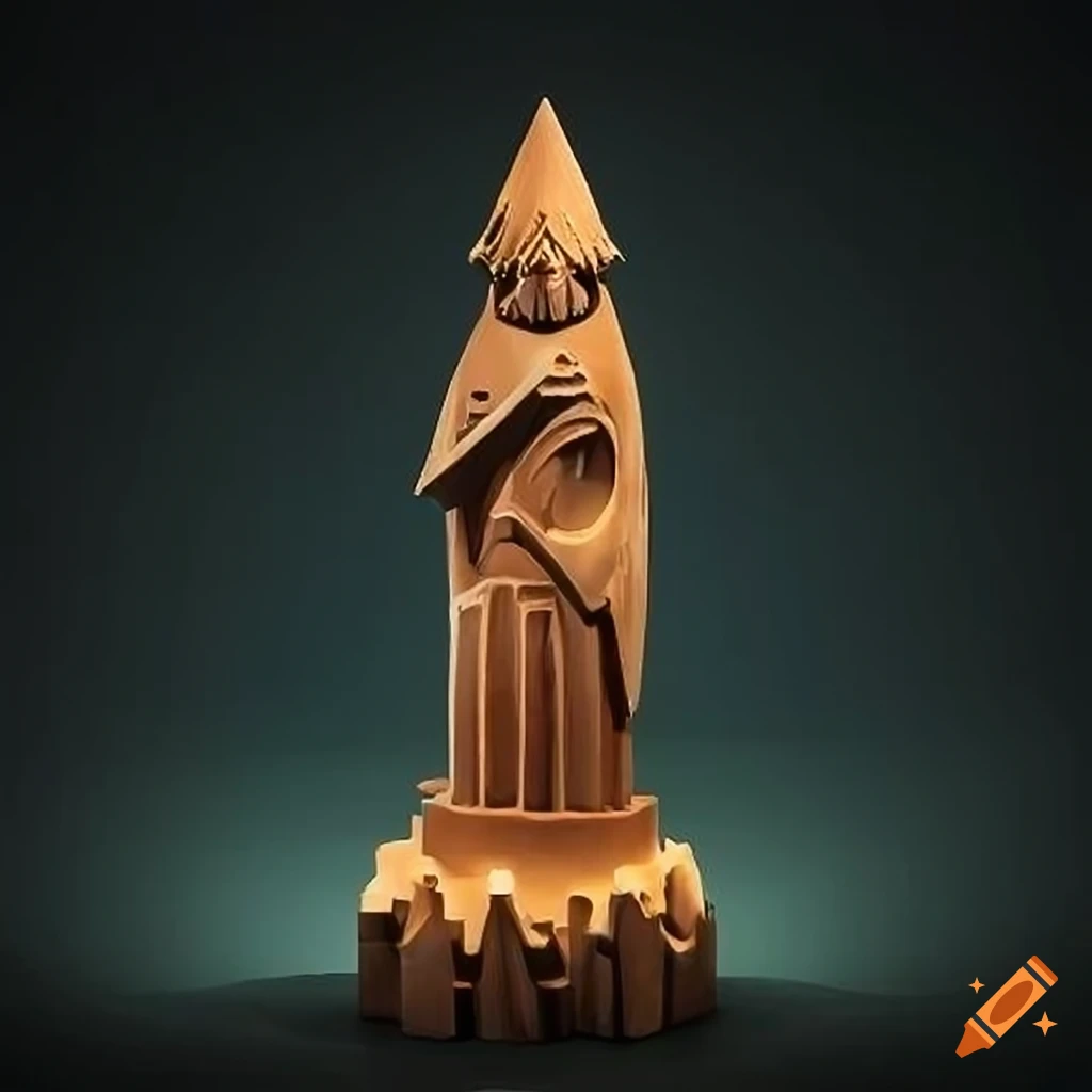 Stunning zelda game sculpture in architectural stave carving style on Craiyon