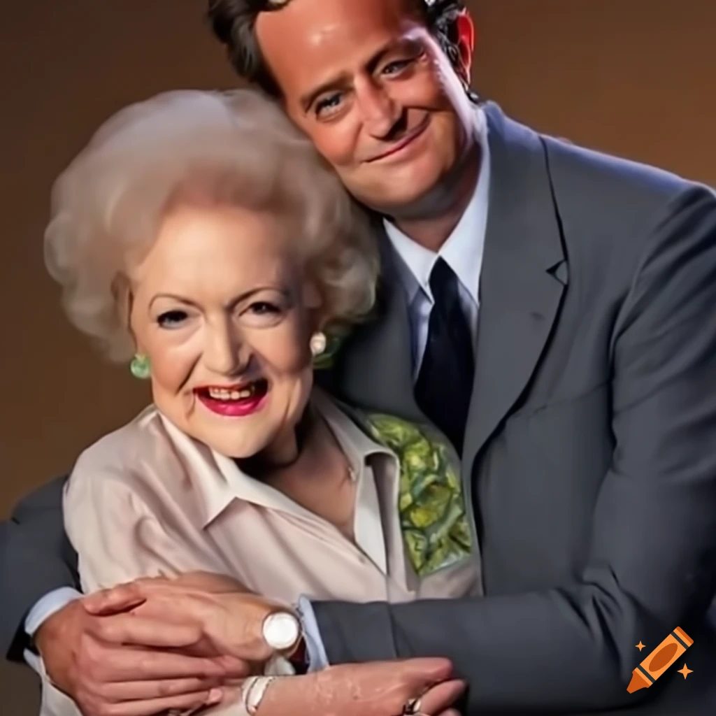 Betty White and Matthew Perry embracing in the heavens