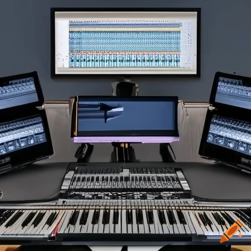 Music studio equipment on Craiyon