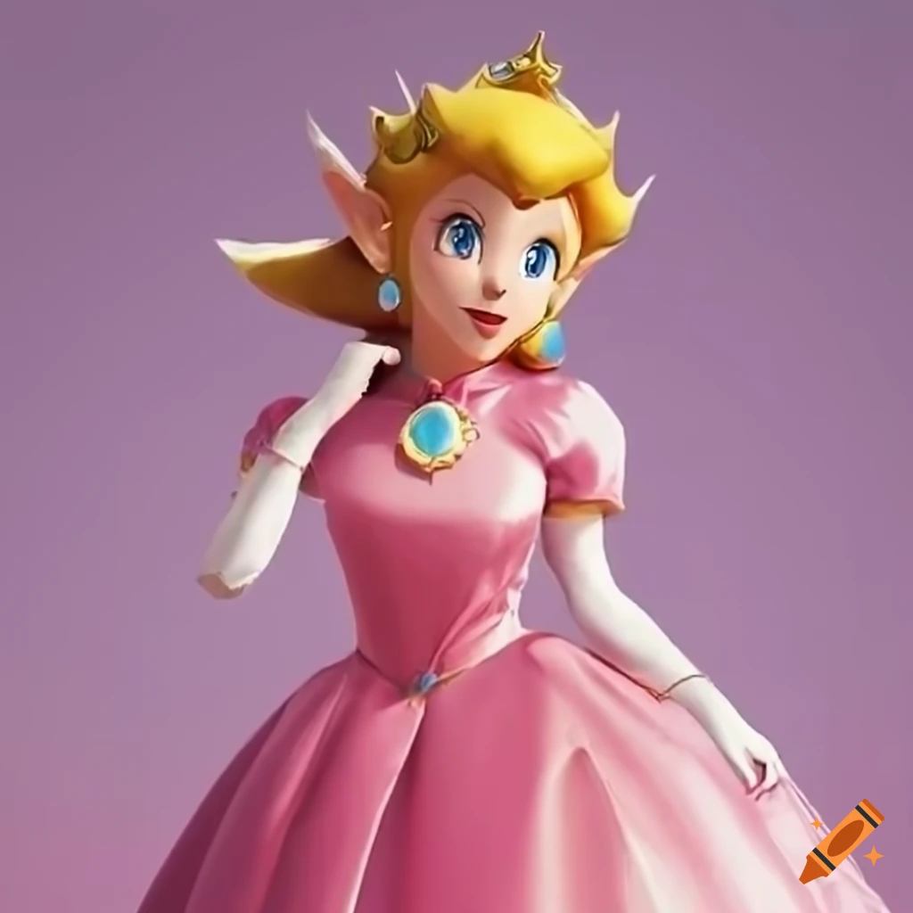 cosplay of Link in Princess Peach's pink silk ballgown