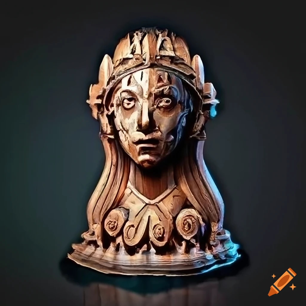 Detailed sculpture with architectural stave carving style on Craiyon