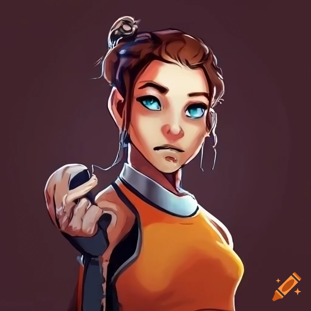 Chell from portal with a potato