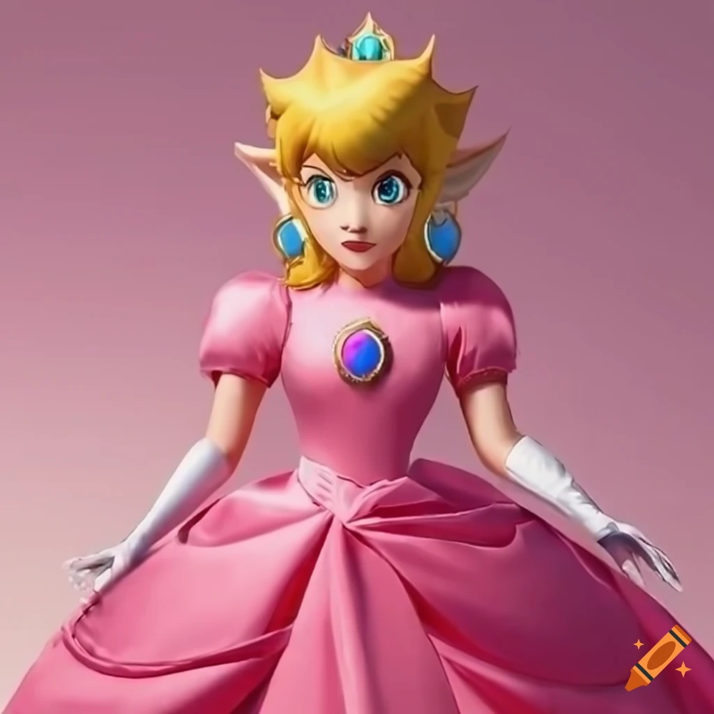 Link cosplay in Princess Peach's pink silk ballgown