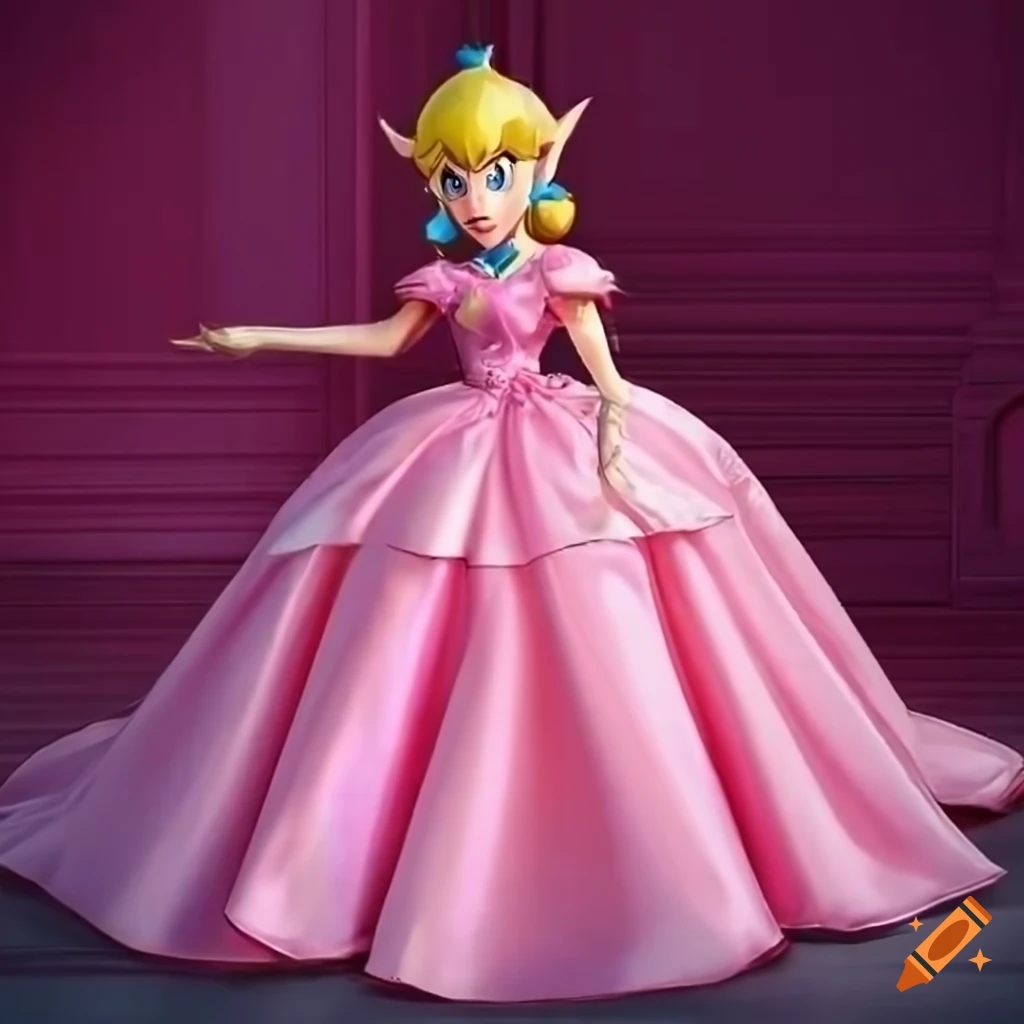 Cosplay of link in pink silk ballgown