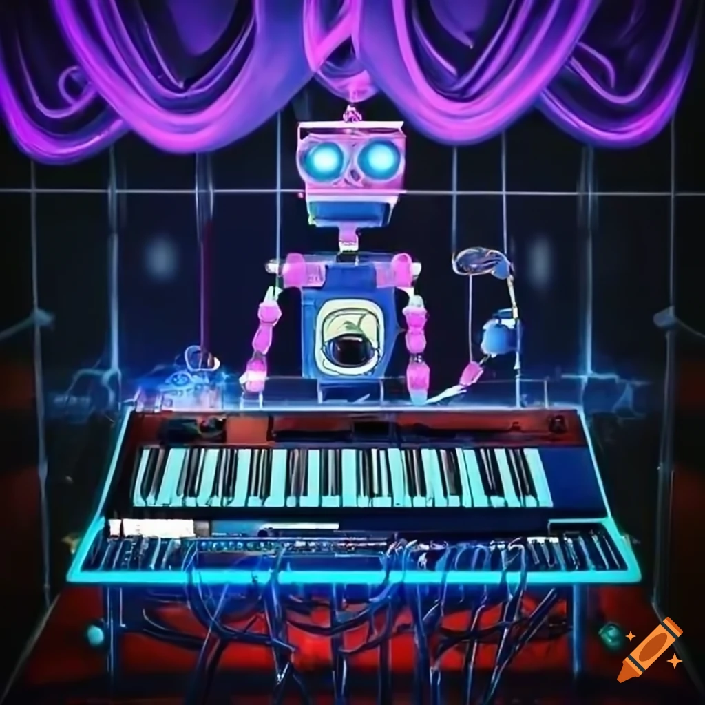 Robot playing a synthesizer