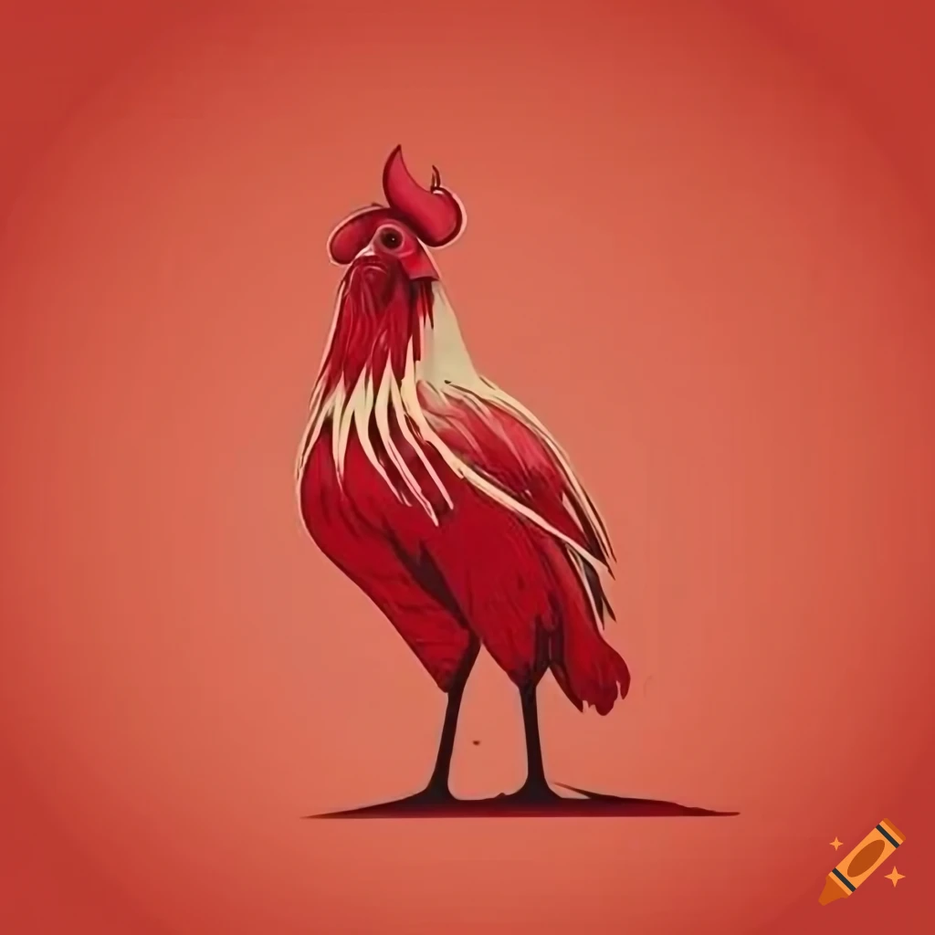vintage red chicken logo design