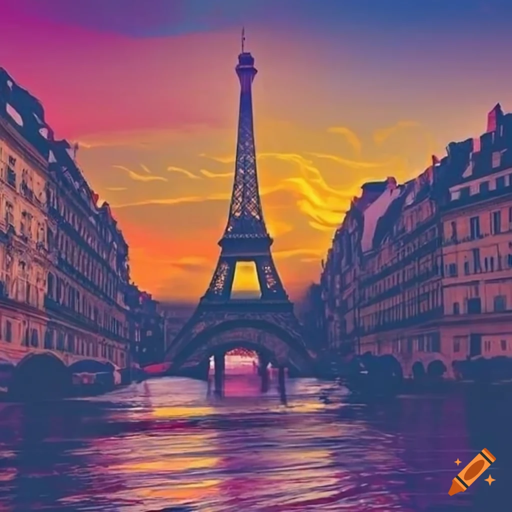 Easy Eiffel Tower Sunset Scenery Drawing & Painting for Beginners || Step  by step Acrylic Painting - YouTube