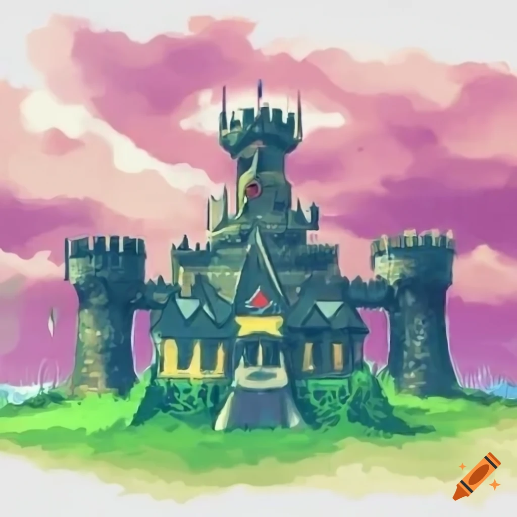 Official artwork of hyrule castle from pokémon on Craiyon