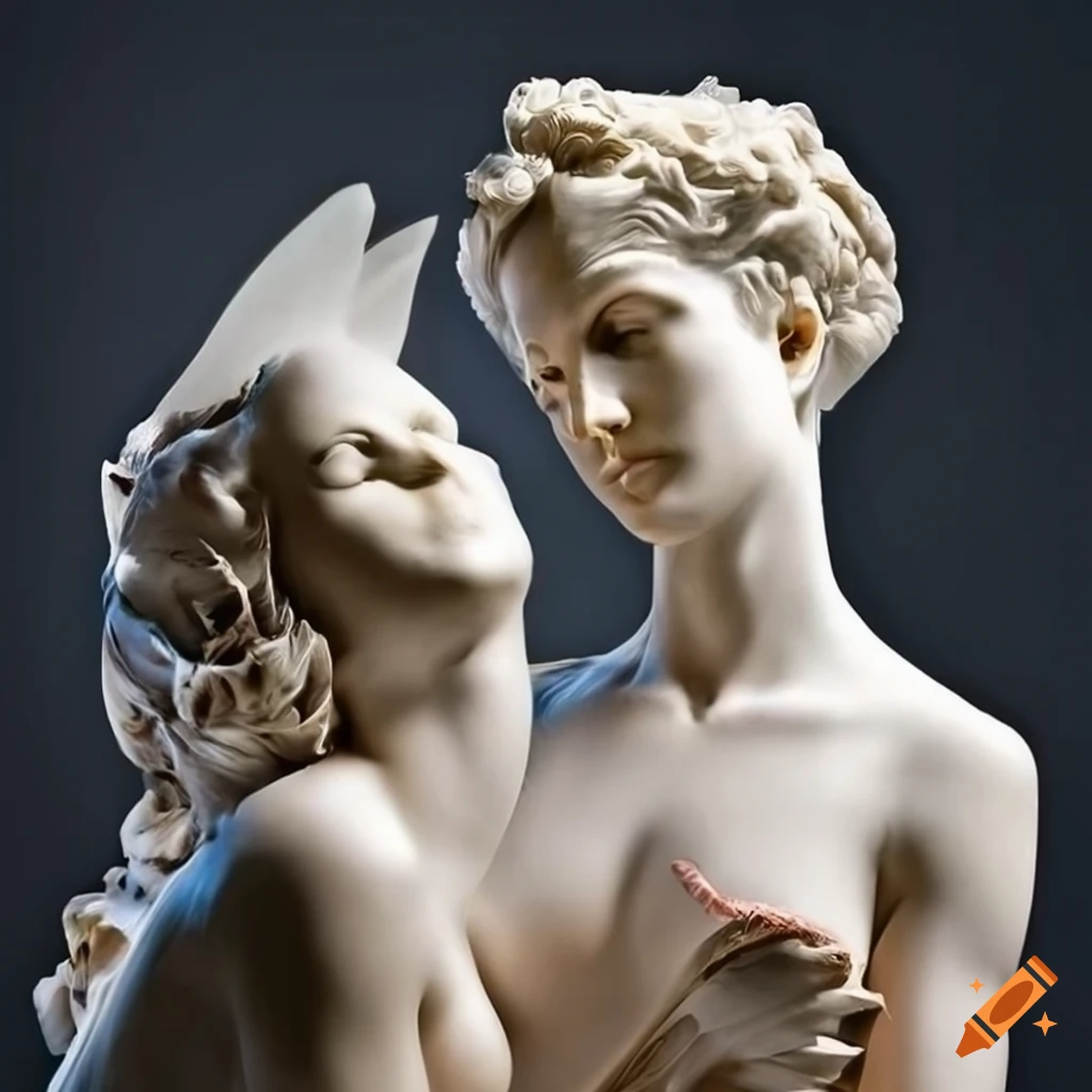 photography of Antonio Canova's sculpture with white doves
