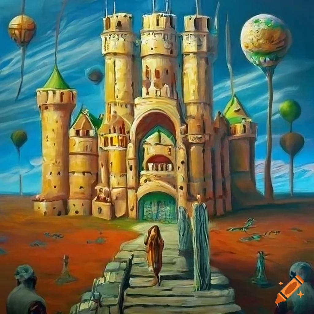 Detailed oil painting of Hyrule castle on Craiyon