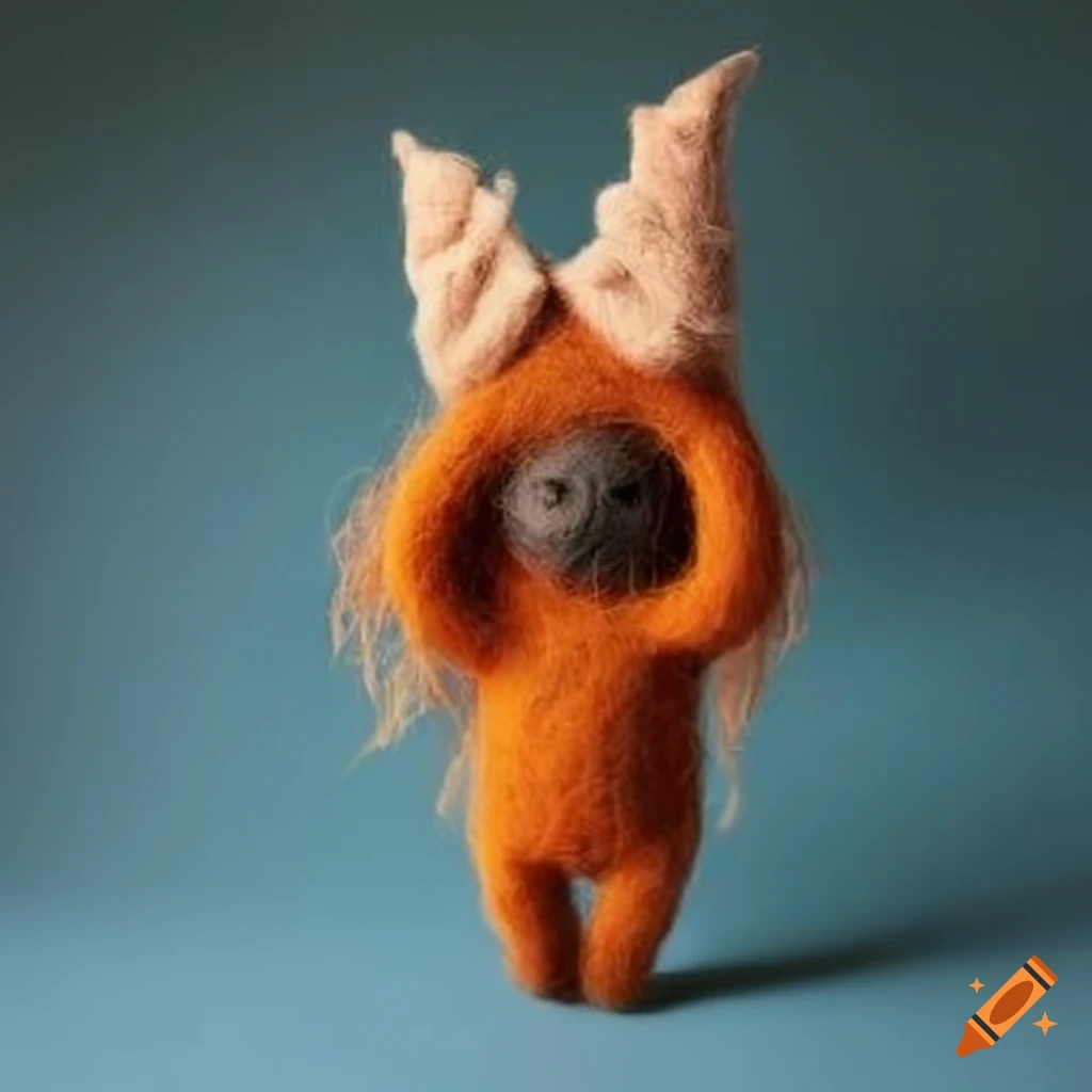 felted wool October creatures in masks and costumes