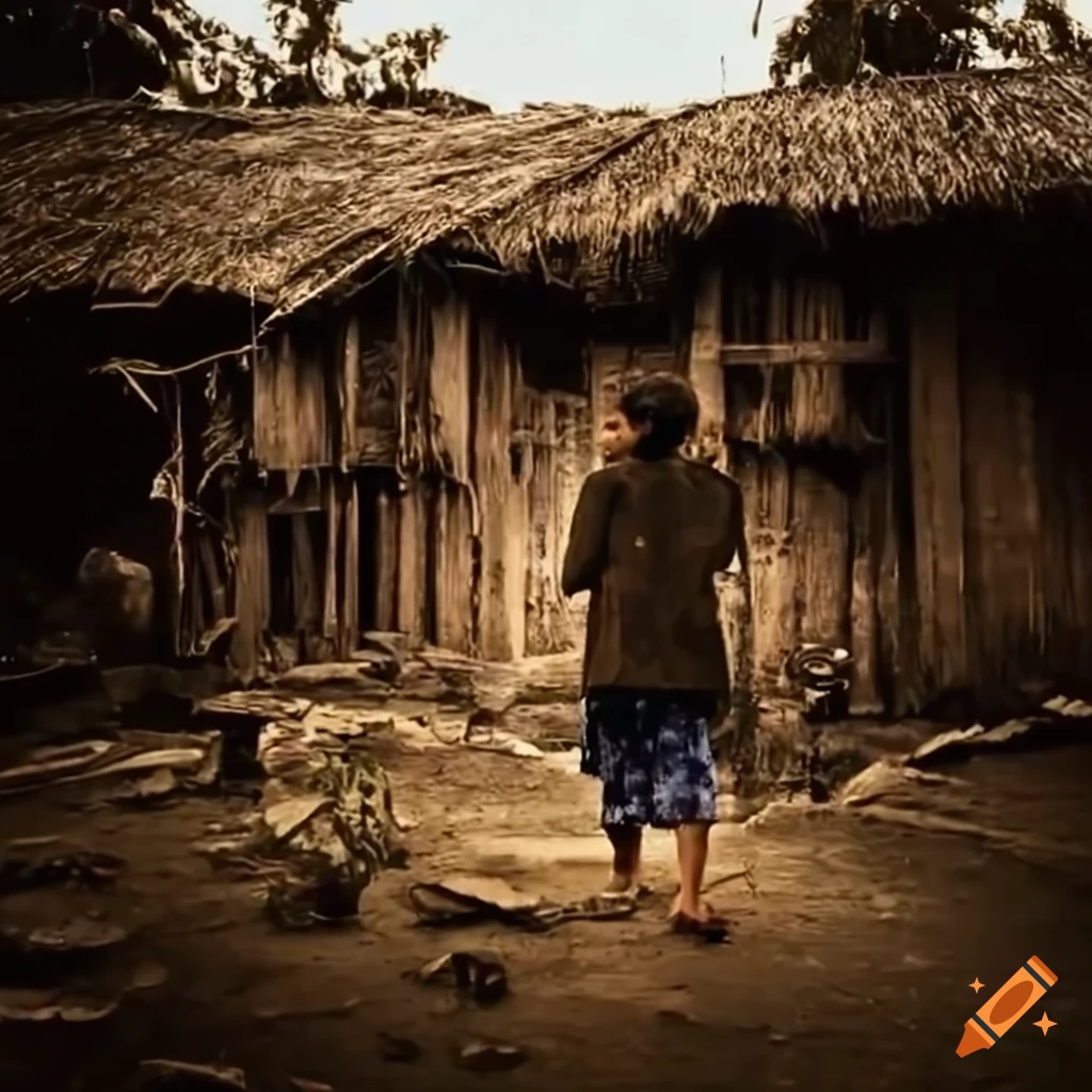 heartwarming scene in a Vietnamese countryside hut