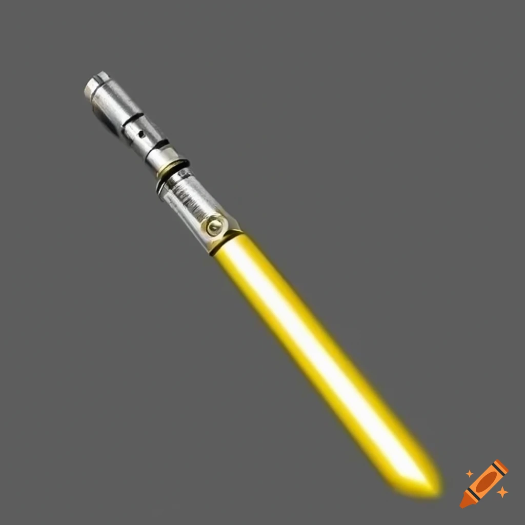 Silver lightsaber with yellow blade on Craiyon