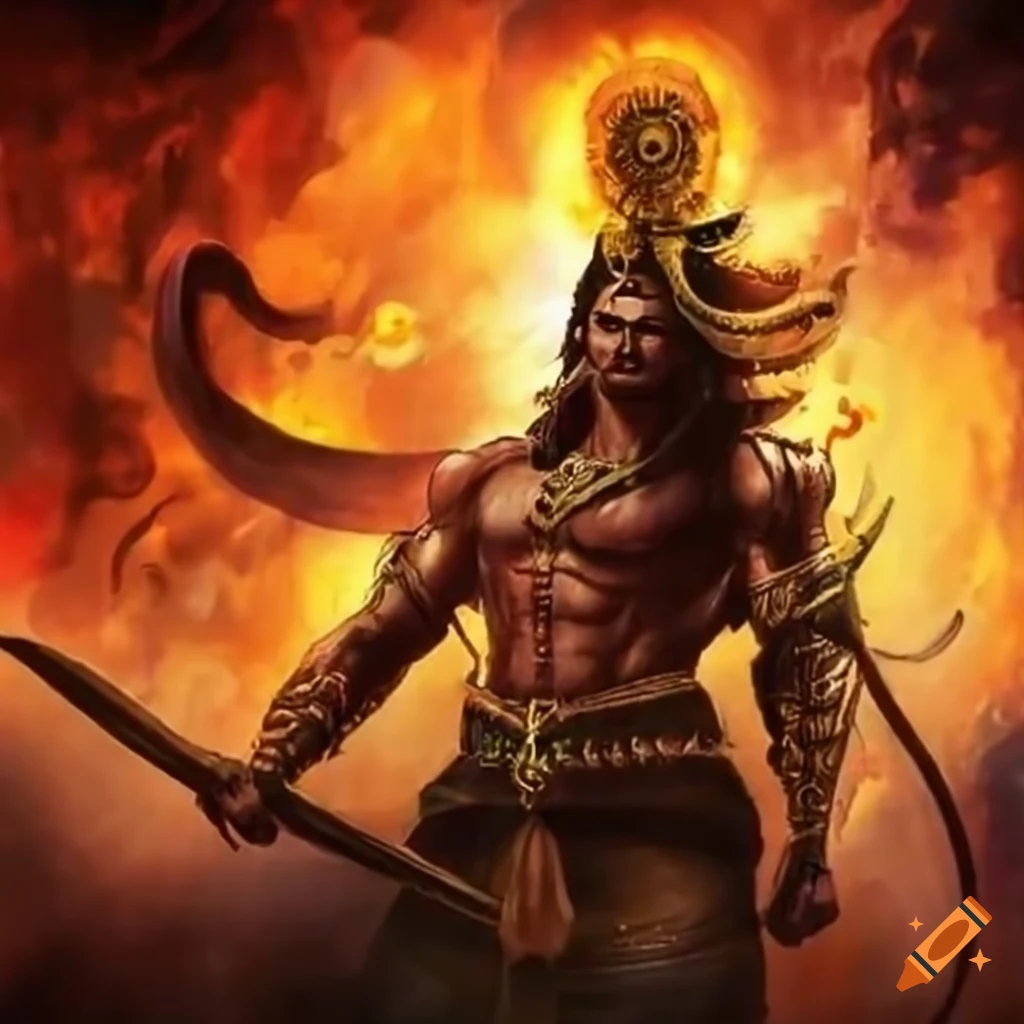 Karna from mahabharata giving away his armor on Craiyon