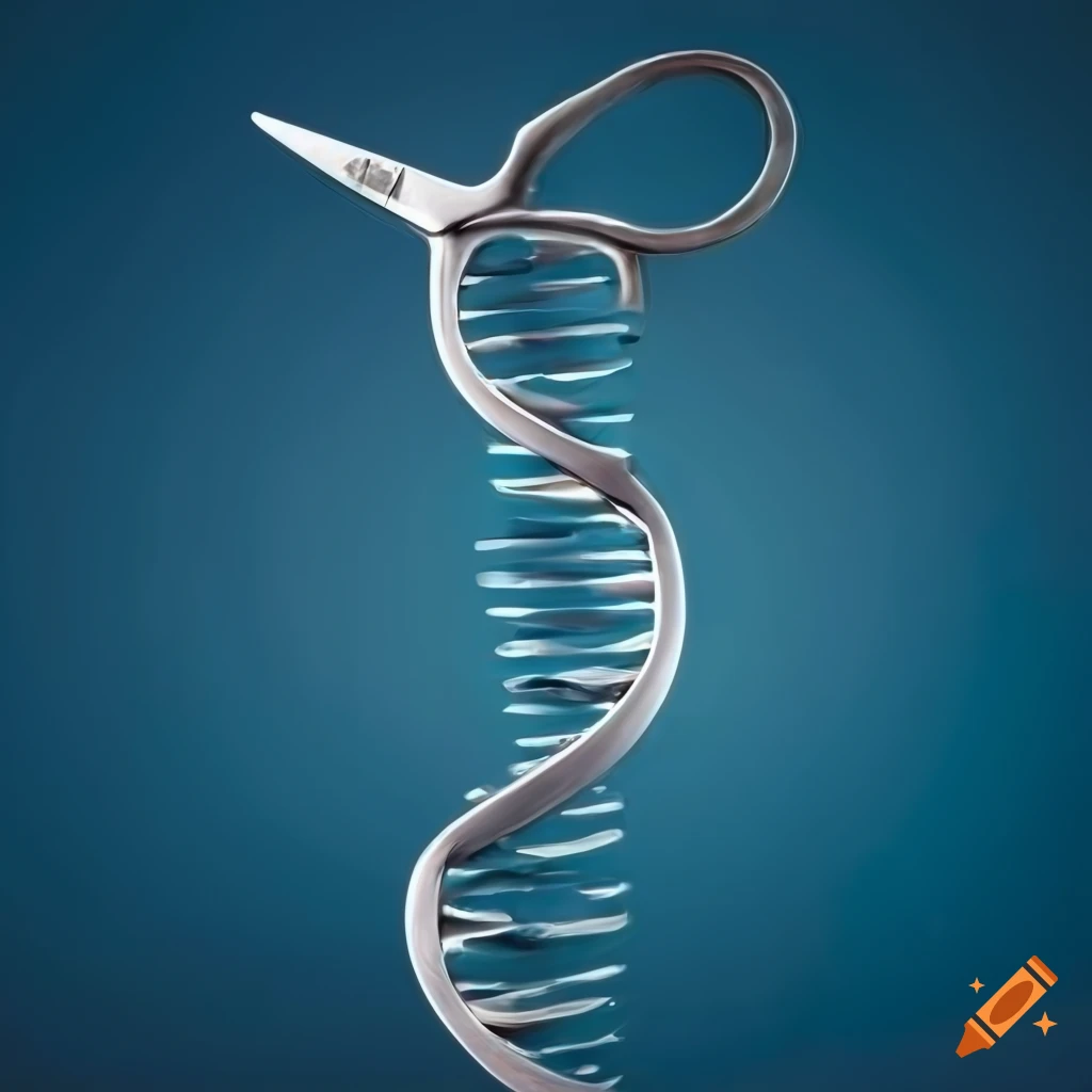 sculpture of a double helix made from hairdressing scissors